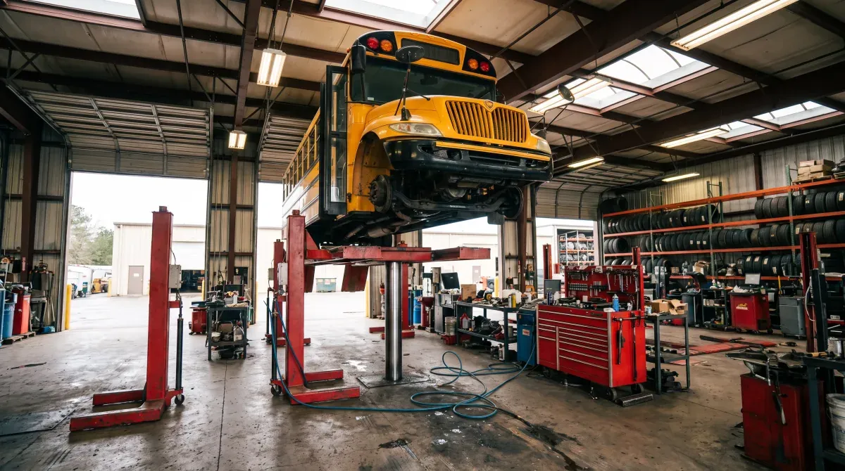 0817 on the lift in the service garage